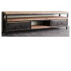 Dit TV meubel Aramis industrieel  is gemaakt van diversen soorten hout met een metalen frame. Dit meubel heeft twee laden en twee open vakken.