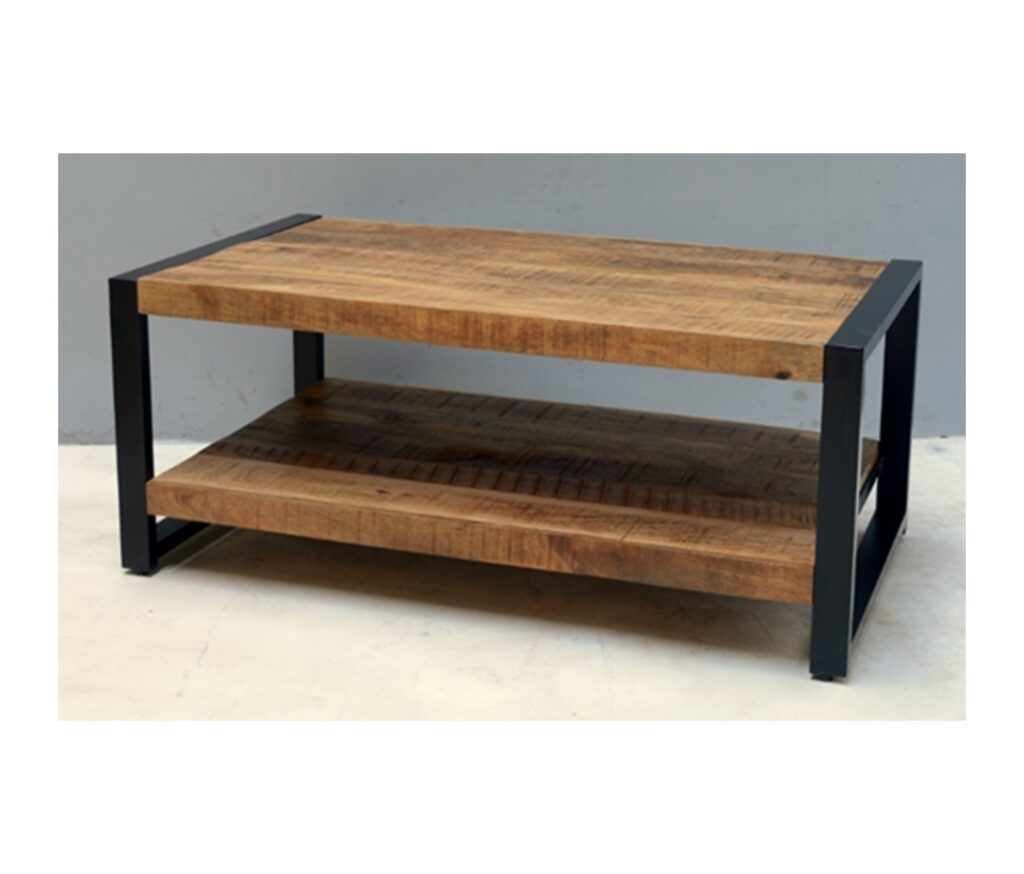 Industriële salontafel Britt Mango 110 cm met onder plank