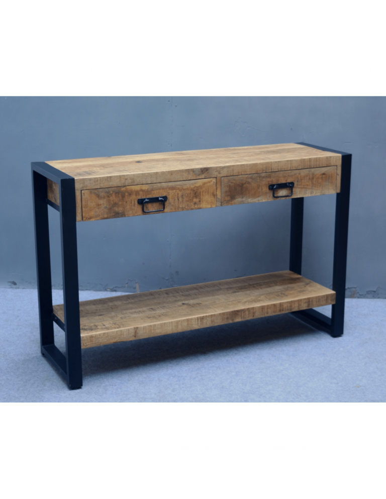 Sidetable Britt 2 laden mango 120 cm industrieel