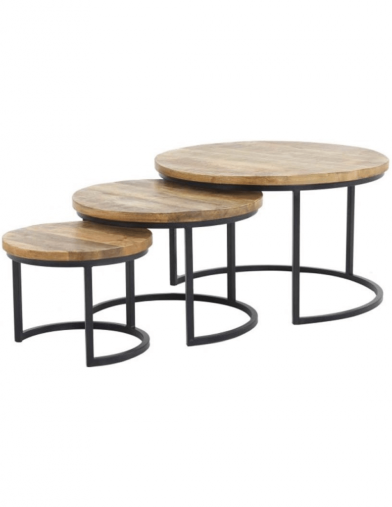 Bijzettafel Mango industrieel set
