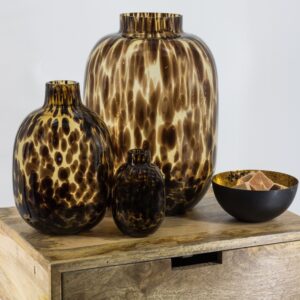 Glazen vaas luipaard bruin-3n