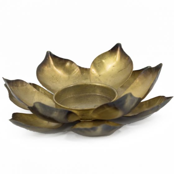 Waxinehouder lotus goud 12,5 cm