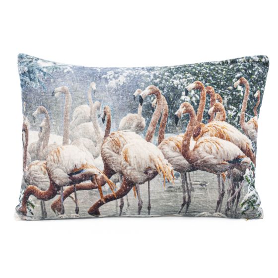 Kussen velvet Flamingo's 40 x 60 cm