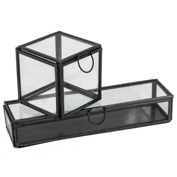 Opbergbox glas zwart met en deksel