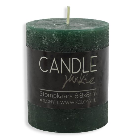 Candle Junkie stompkaars groen 8(h) cm