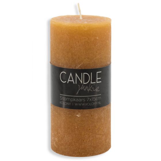 Candle Junkie stompkaars oranje 15(h) cm
