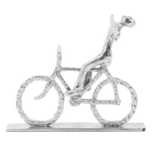 Decoratie beeld fiets zilver(34x21x28cm)