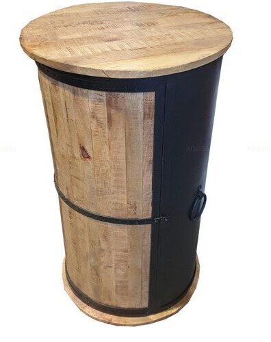 Mango houten wijnkast zwart staal 60x60x110cm