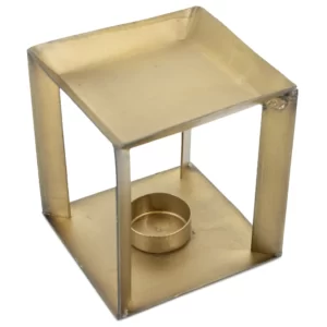 Goudkleurige geurbrander Cube voor amberblokjes-1