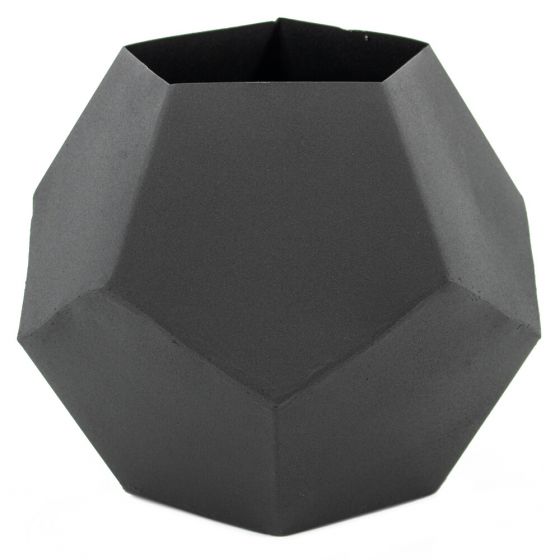 Mat zwarte metalen geometrisch Vaas ( Gert Willigenburg )
