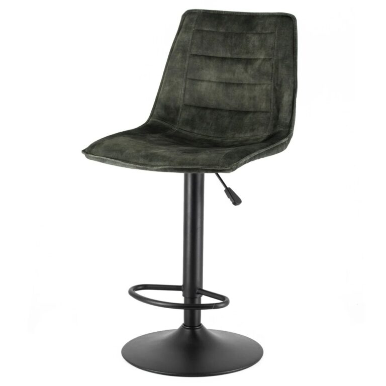 Barstoel Nikos in stof velvet dark green