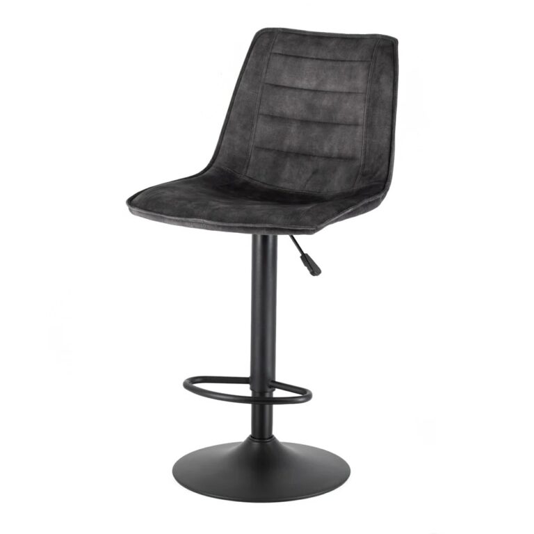 Barstoel Nikos in stof velvet dark grey