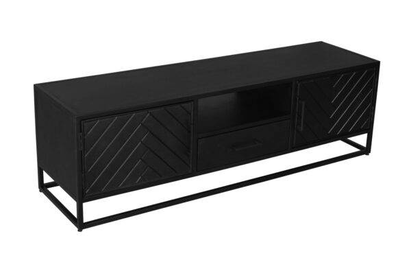 TV-meubel Lyon Black 165cm industrieel visgraat motief
