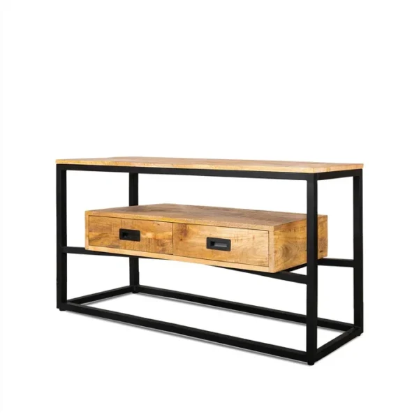 Salontafel Len mango industrieel twee laden