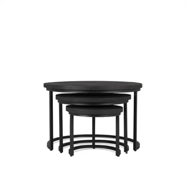 Ronde zwarte tafel set van drie