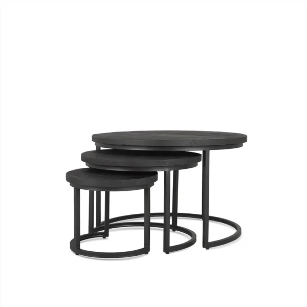 Ronde zwarte tafel set van drie