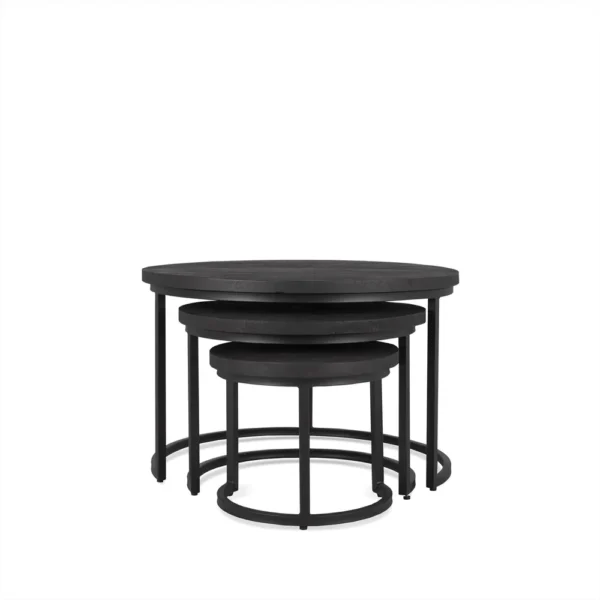 Ronde zwarte tafel set van drie