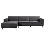 Tower Living Bank Leeds - 2,5 zits + chaise longue Links - City 464 Zwart blauw