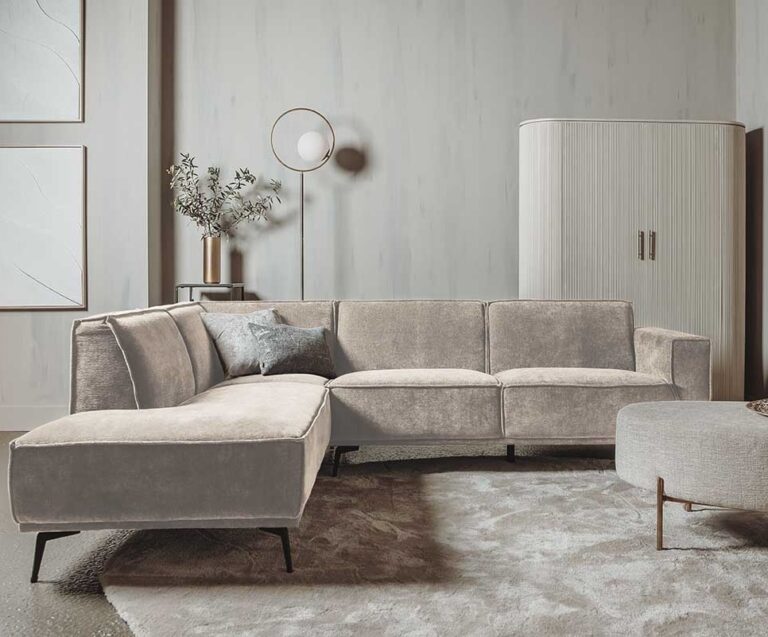 Bank Leeds 2,5 zits met ottomane Links City 120 Beige – Tower Living Bank Leeds – 2,5 zits + ottomane Links – City 120 Beige