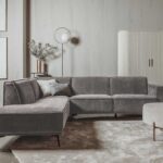 Tower Living Bank Leeds - 2,5 zits + chaise longue Links - City 453 Mosgroen / grijs
