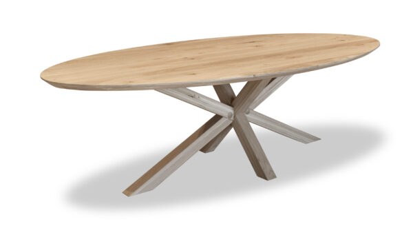 Eetkamertafelblad eikenhout ovaal met facetrand 160-260cm