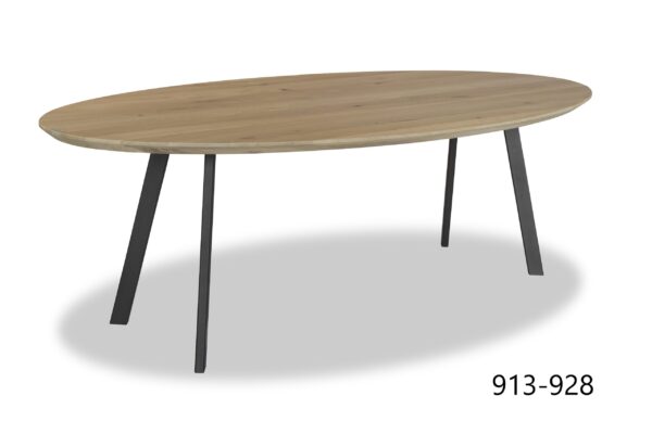Eetkamertafelblad eikenhout ovaal met facetrand 160-260cm