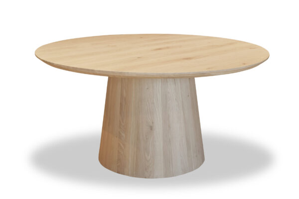 Eetkamertafelblad eikenhout rond met facetrand Ø120-150cm