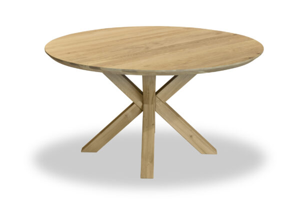 Eetkamertafelblad eikenhout rond met facetrand Ø120-150cm