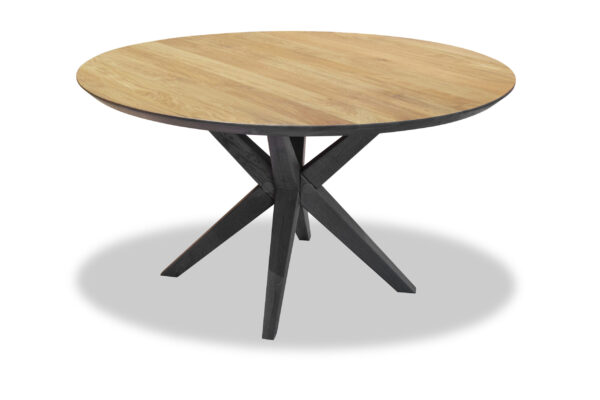 Eetkamertafelblad eikenhout rond met facetrand Ø120-150cm