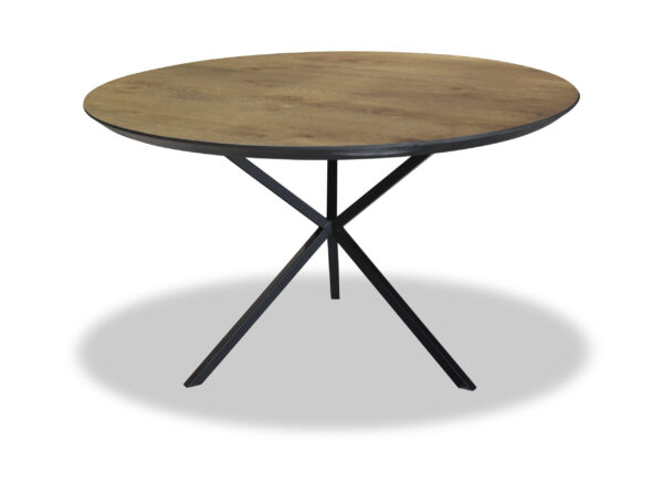 Eetkamertafelblad eikenhout rond met facetrand Ø120-150cm