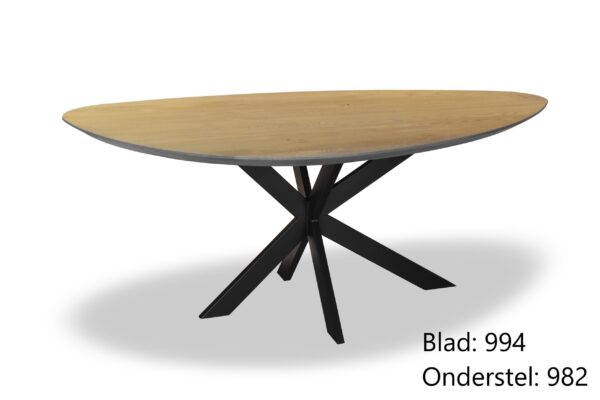 Eetkamertafelblad eikenhout kiezel met facetrand