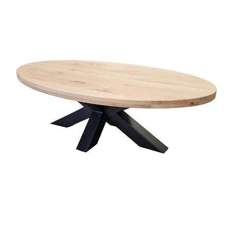 Salontafel ovaal eikenhout met facetrand – Alleen tafelblad