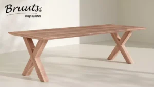 Eettafel rechthoek X-poot hout