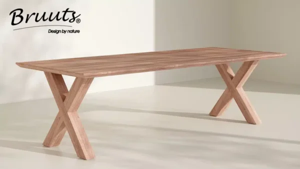 Eettafel rechthoek X-poot hout