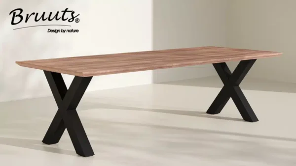 Eettafel rechthoek X-poot metaal