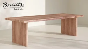 Eettafel Live edge rechthoek kolompoot hout afgerond