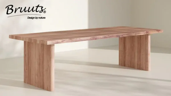 Eettafel Live edge rechthoek kolompoot hout afgerond