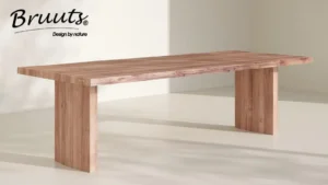 Eettafel Live edge rechthoek kolompoot hout recht