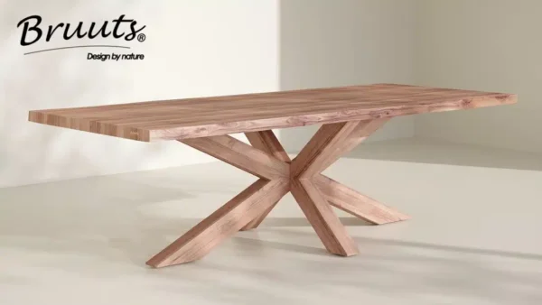 Eettafel Live edge rechthoek spinpoot hout