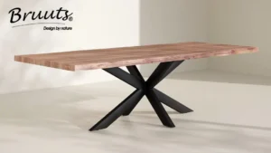 Eettafel Live edge rechthoek spinpoot recht