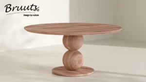 Eettafel Rond verjongde rand bolpoot hout