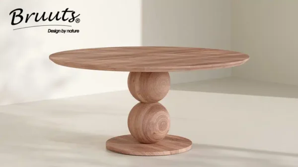 Eettafel Rond verjongde rand bolpoot hout