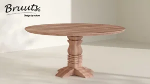 Eettafel Rond verjongde rand kloosterpoot hout