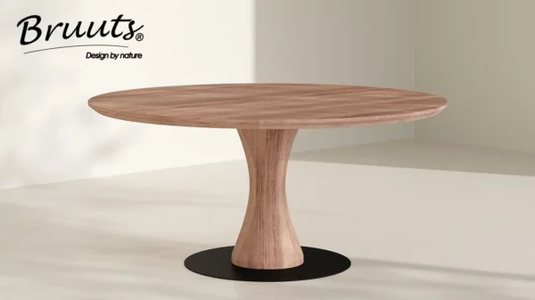 Eettafel Rond verjongde rand kolompoot hout vaas