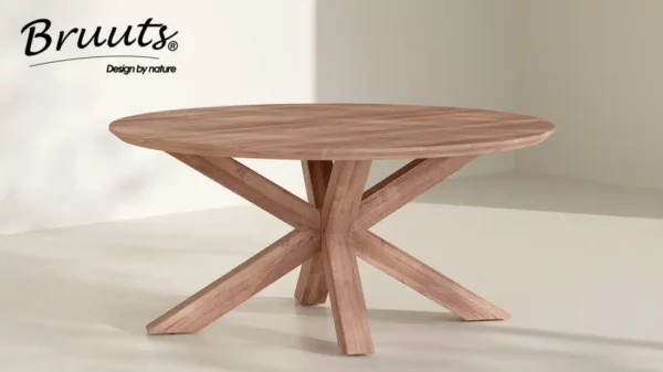 Eettafel Rond verjongde rand spinpoot hout UrbanSofa Bruuts