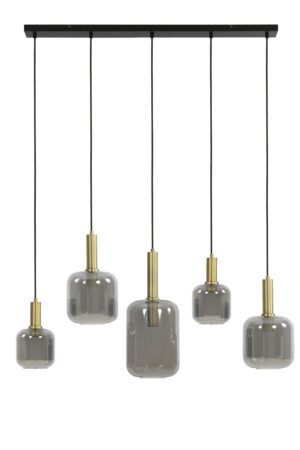 Hanging lamp LEKAR antiek bronze+smoked glass 110x22x32cm