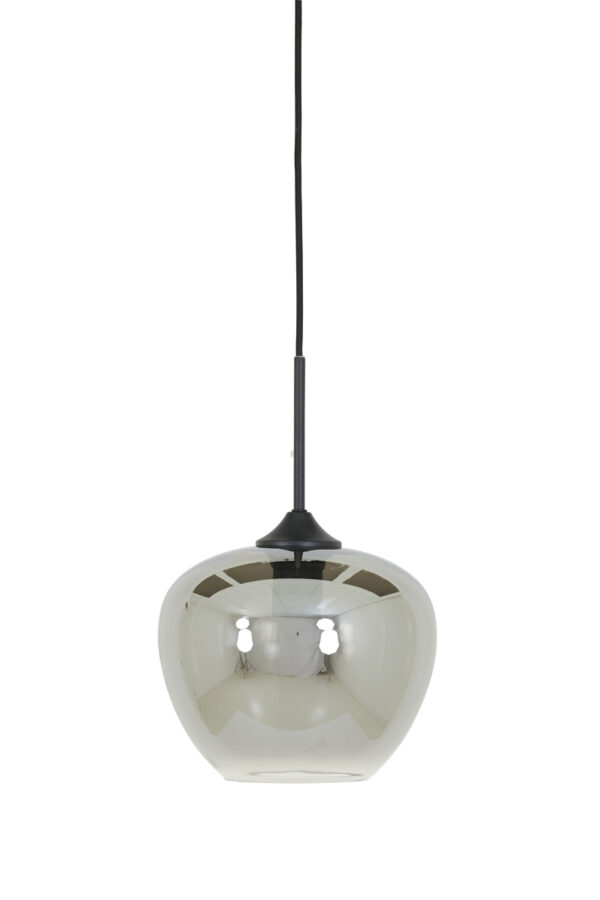 Hanging lamp MAYSON glass smoked+matt black Ø23x18cm