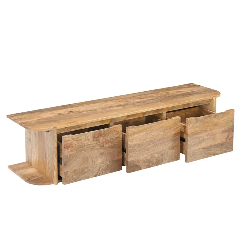 TV kast Jade zwevend Naturel en Walnut – Naturel, 160 x 35 x 40 cm