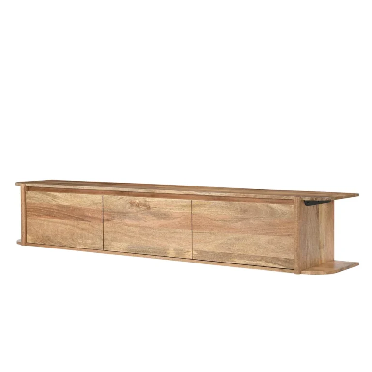 TV kast Jade zwevend Naturel en Walnut – Naturel, 200 x 35 x 40 cm