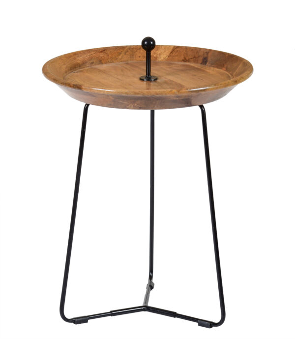 Product informatie: Kleur: Naturel hout, Zwart Hoogte:  80 cm Breedte:45 cm lengte: 180 cm Materiaalsoort: Mangohout, Gecoat staal Onderhoud: Wood Care Kit Matt Polish